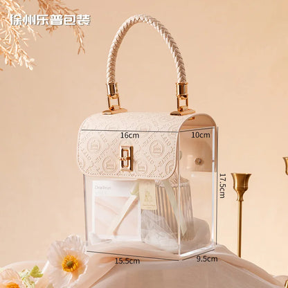 Light Luxury Acrylic Transparent Packaging Box Wedding Party Companion Gift Boxes Happy Candy Handheld Box Jewelry Storage Box