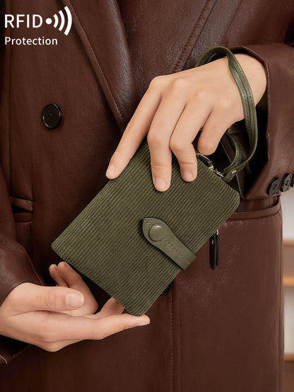 Solid Color Women's Trifold Wallet RFID Shielding Multifunctional Large Capacity Credit Card Bag with ID Window Short Coin Purse