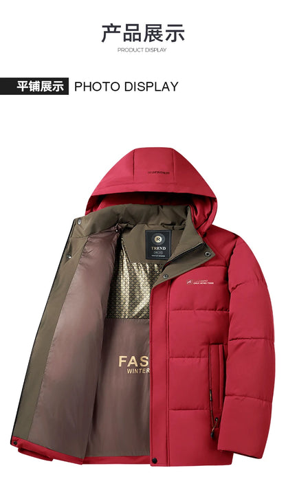 Winter Warm Windproof Waterproof Jackets For Men Fashion Comfortable Thickened Outdoor Hooded Casual Male Clothing