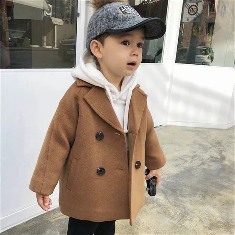 Kids Winter Jacket Wool Coat For Boys Woolen Outerwear Boys Winter Jacket Children Clothing Warm Boy Thicken Blazer Kids Clothes