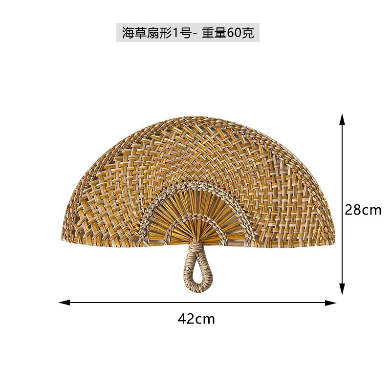 Boho Style Straw Fan Hand Woven Manual Paddle Fan Wall Decoration Of Nordic Homestays Art Crafts Fan Home Decor Accessories
