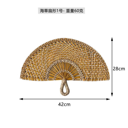 Boho Style Straw Fan Hand Woven Manual Paddle Fan Wall Decoration Of Nordic Homestays Art Crafts Fan Home Decor Accessories