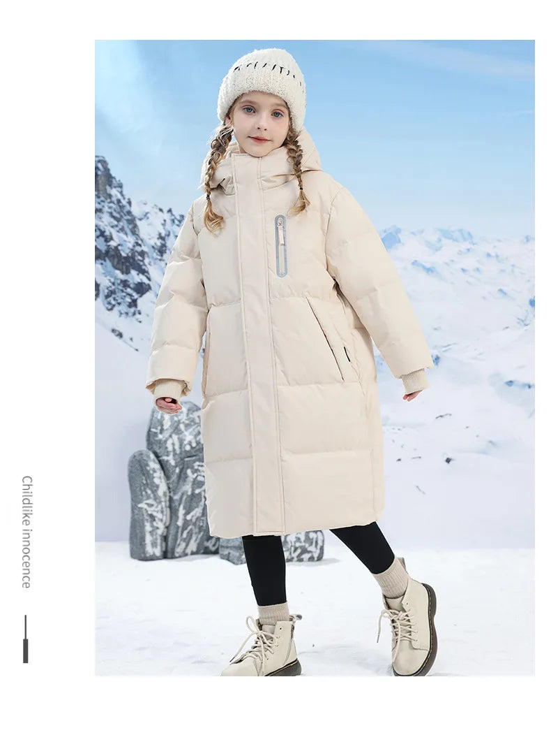 -20 degrees Celsius Down boys and girls jackets,2025 new medium-length thickened cotton-padded jackets for children to keep warm