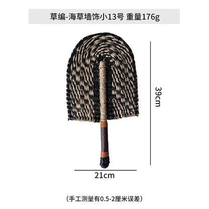 Boho Style Straw Fan Hand Woven Manual Paddle Fan Wall Decoration Of Nordic Homestays Art Crafts Fan Home Decor Accessories