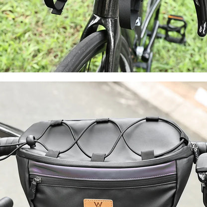 Bicycle Handlebar Bag Portable Waterproof Multi-purpose MTB Road Bike Frame Tube Bag Elastic Messenger Bag Sports Backpack