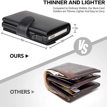Rfid Credit Card Holder Wallets Men Black Magic Trifold Leather Slim Mini Wallet Small Money Bag Male Purses Carteira Masculina