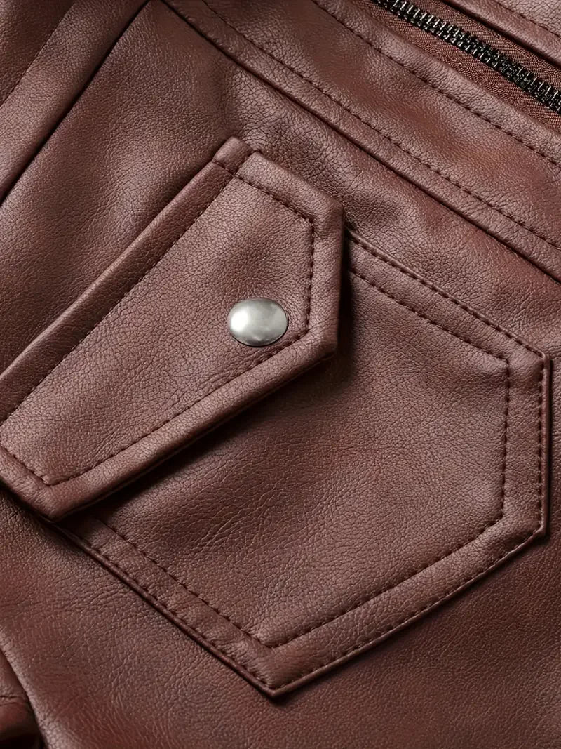 Motorcycle Leather Jackets Man Casual Fashion Motorcycle Coat Slim Fit Lapel PU Jackets Autumn Anti-wind Leather Coat Male