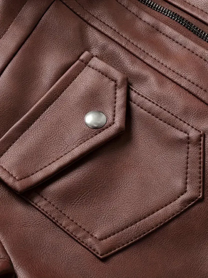 Motorcycle Leather Jackets Man Casual Fashion Motorcycle Coat Slim Fit Lapel PU Jackets Autumn Anti-wind Leather Coat Male