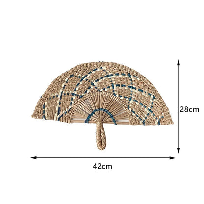 Boho Style Straw Fan Hand Woven Manual Paddle Fan Wall Decoration Of Nordic Homestays Art Crafts Fan Home Decor Accessories