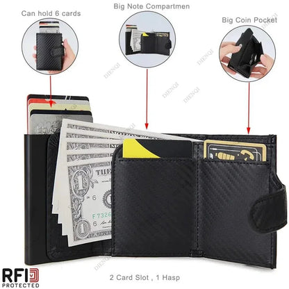 Anti Rfid Men Wallets Card Holder Trifold Wallet with Coin Pocket Money Bags Smart Wallet Purse for Men Carteira Masculina
