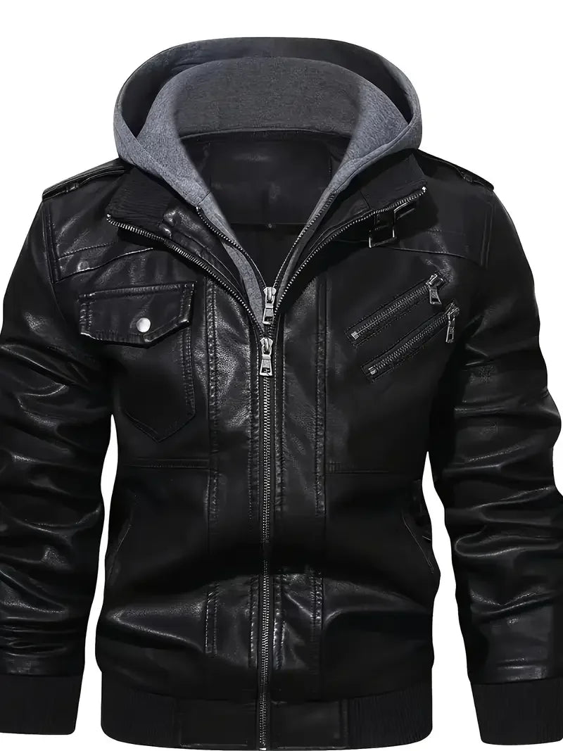 Motorcycle Leather Jackets Man Casual Fashion Motorcycle Coat Slim Fit Lapel PU Jackets Autumn Anti-wind Leather Coat Male