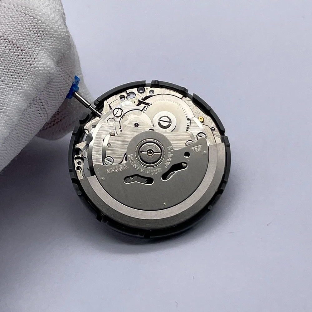 Original Japan NH35 Automatic Mechanical Movement Black Datewheel White Text 24 Jewels Mod Replace Mechanism NH35A Tmi Top Rated