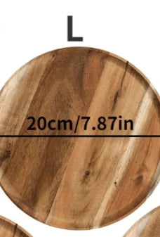 1Pc Wood Serving Plate Handmade Kitchen Dinner Plate with Grooved Handle Tray Durable Tableware Home Kitchen Supplies Gadgets