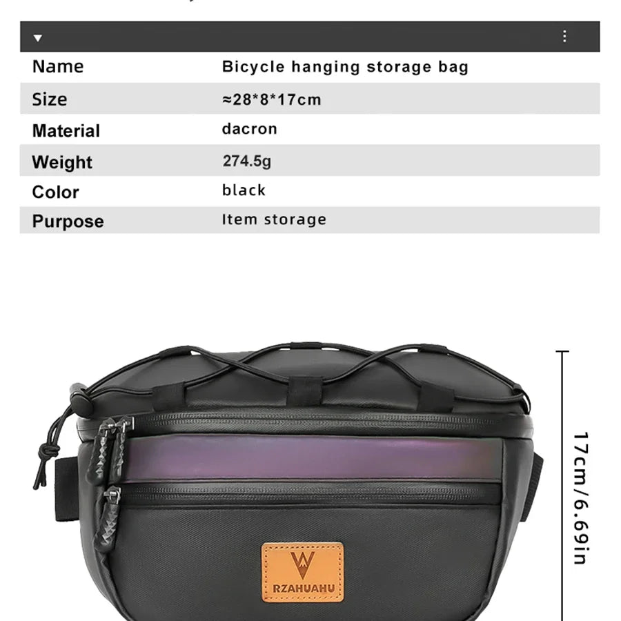 Bicycle Handlebar Bag Portable Waterproof Multi-purpose MTB Road Bike Frame Tube Bag Elastic Messenger Bag Sports Backpack