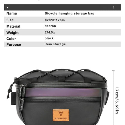 Bicycle Handlebar Bag Portable Waterproof Multi-purpose MTB Road Bike Frame Tube Bag Elastic Messenger Bag Sports Backpack