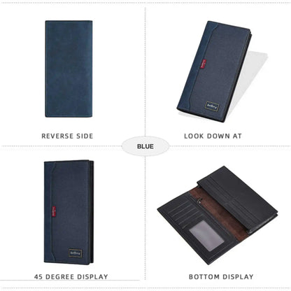 Business RFID Splicing Bifold Clutch Bag New Men's Long Wallet Multi-Function Coin Purse Large Capacity Multi-Slot Card Holder