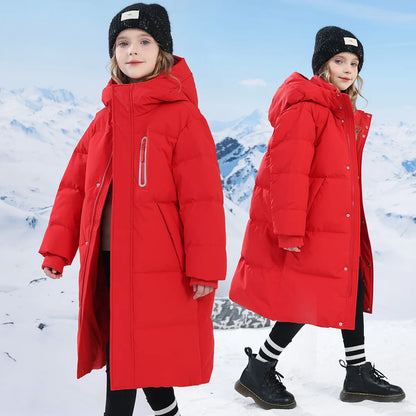 -20 degrees Celsius Down boys and girls jackets,2025 new medium-length thickened cotton-padded jackets for children to keep warm