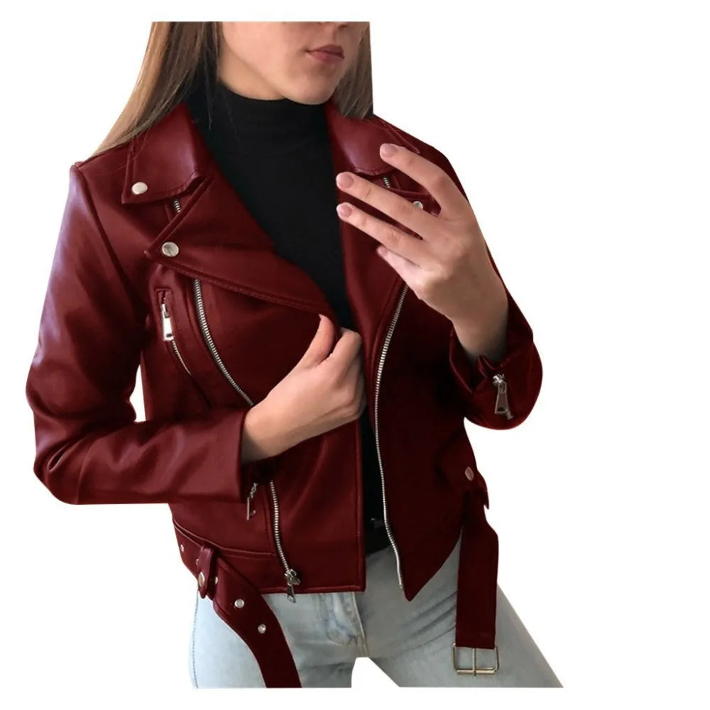Leather Jacket for Women New Tops for Autumn Short Spring Korean Version of PU Motorcycle Suit Winter Leather Jacket