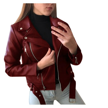 Leather Jacket for Women New Tops for Autumn Short Spring Korean Version of PU Motorcycle Suit Winter Leather Jacket