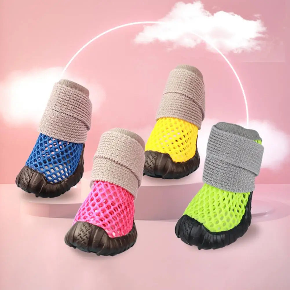 4Pcs Cute Pet Foot Cover Breathable Waterproof Multi-purpose Summer Puppy Dog Teddy Shoes