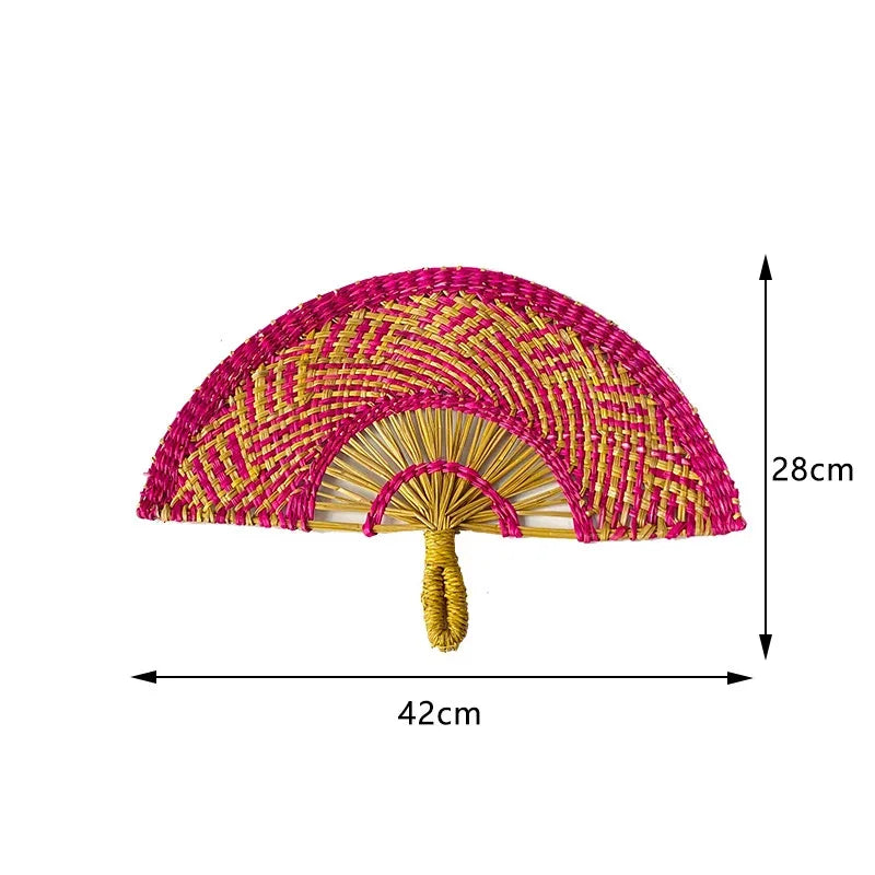 Boho Style Straw Fan Hand Woven Manual Paddle Fan Wall Decoration Of Nordic Homestays Art Crafts Fan Home Decor Accessories