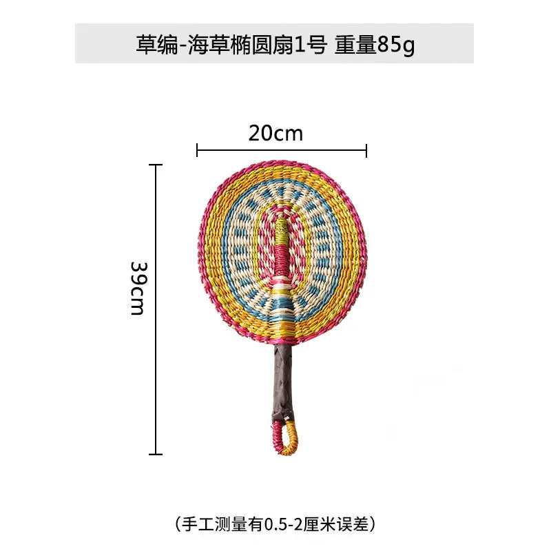 Boho Style Straw Fan Hand Woven Manual Paddle Fan Wall Decoration Of Nordic Homestays Art Crafts Fan Home Decor Accessories