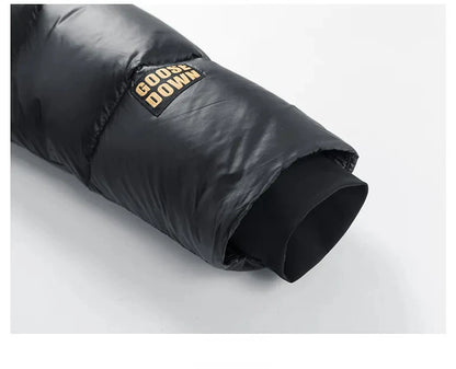 -30 ℃ Cold-proof Long Down Jacket Men's Light Luxury Black Gold Lightweight 95% Goose Down Jacket Unisex Winter Warm Hooded Coat