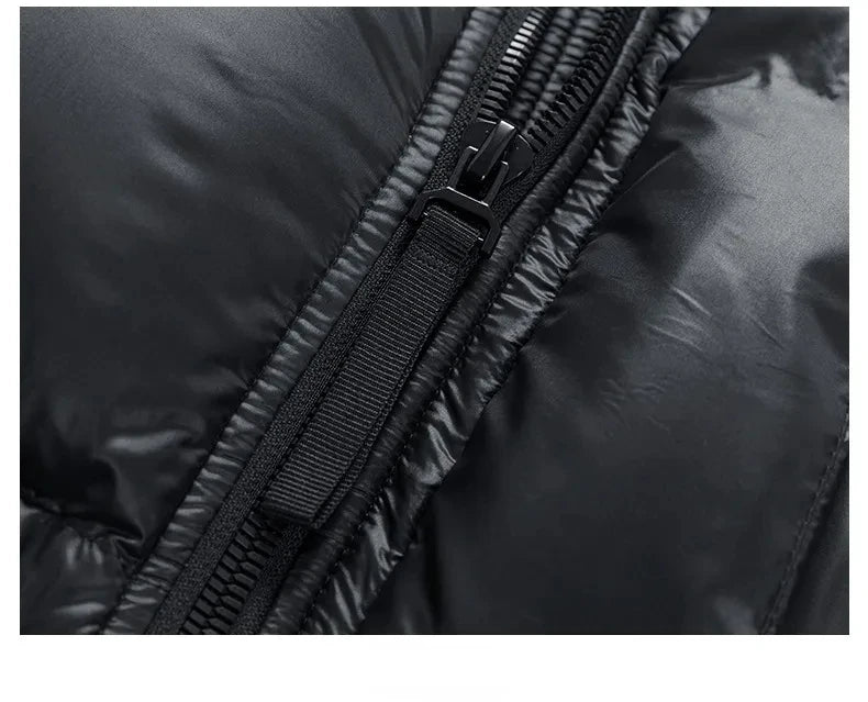 -30 ℃ Cold-proof Long Down Jacket Men's Light Luxury Black Gold Lightweight 95% Goose Down Jacket Unisex Winter Warm Hooded Coat