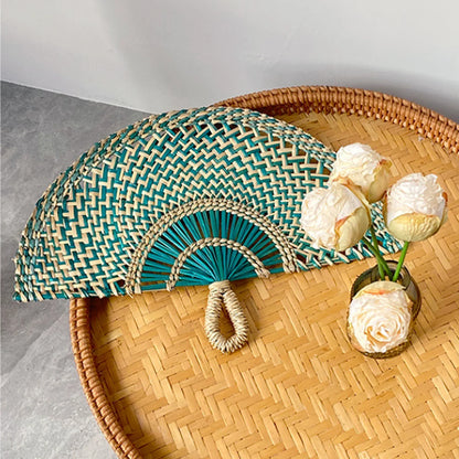 Boho Style Straw Fan Hand Woven Manual Paddle Fan Wall Decoration Of Nordic Homestays Art Crafts Fan Home Decor Accessories