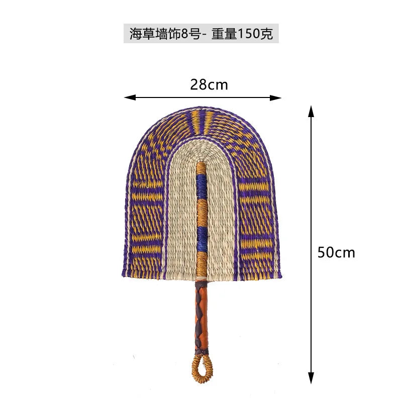 Boho Style Straw Fan Hand Woven Manual Paddle Fan Wall Decoration Of Nordic Homestays Art Crafts Fan Home Decor Accessories