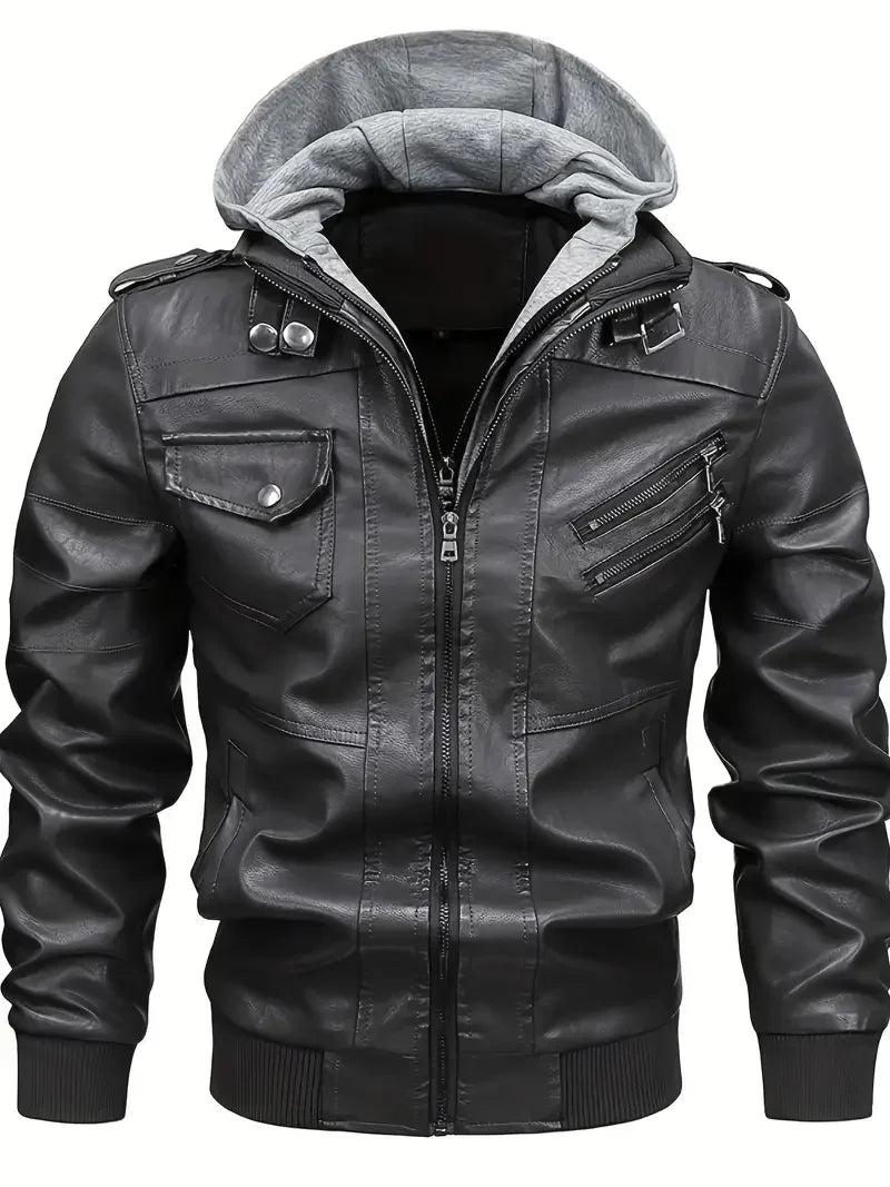 Motorcycle Leather Jackets Man Casual Fashion Motorcycle Coat Slim Fit Lapel PU Jackets Autumn Anti-wind Leather Coat Male