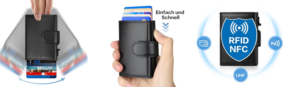 Rfid Credit Card Holder Wallets Men Black Magic Trifold Leather Slim Mini Wallet Small Money Bag Male Purses Carteira Masculina