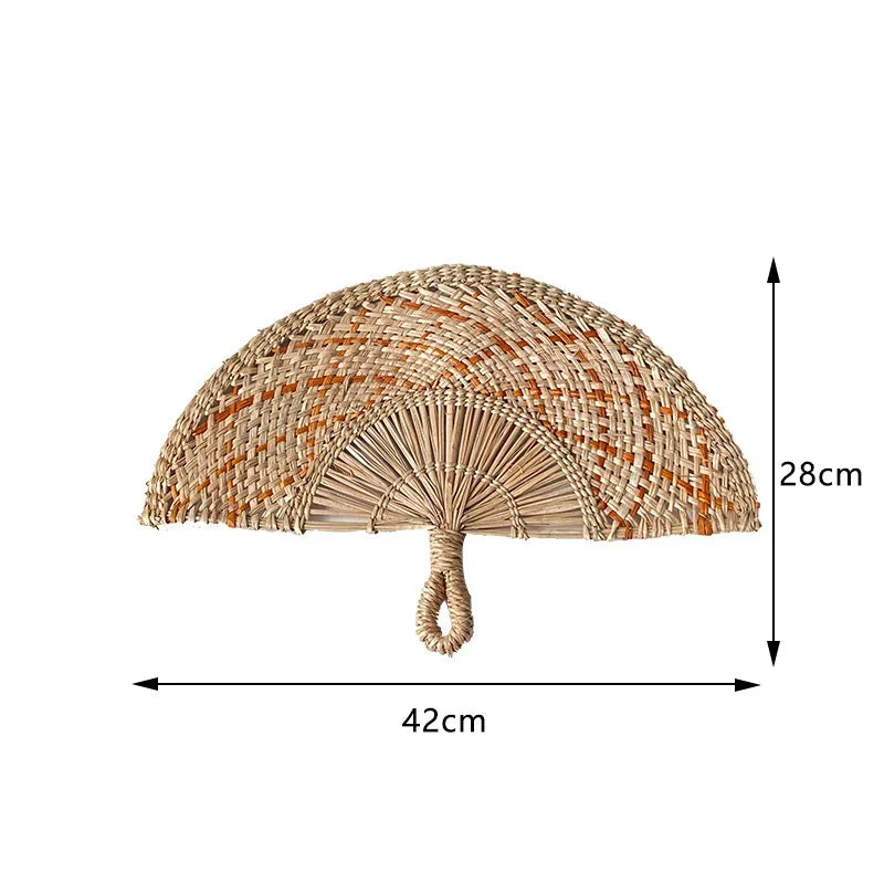 Boho Style Straw Fan Hand Woven Manual Paddle Fan Wall Decoration Of Nordic Homestays Art Crafts Fan Home Decor Accessories