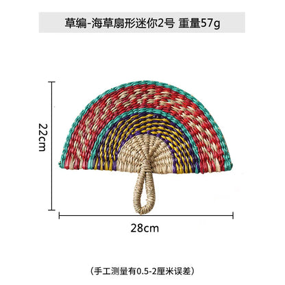 Boho Style Straw Fan Hand Woven Manual Paddle Fan Wall Decoration Of Nordic Homestays Art Crafts Fan Home Decor Accessories
