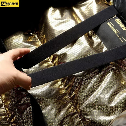 -30 ℃ Cold-proof Long Down Jacket Men's Light Luxury Black Gold Lightweight 95% Goose Down Jacket Unisex Winter Warm Hooded Coat