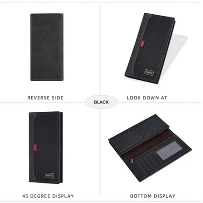 Business RFID Splicing Bifold Clutch Bag New Men's Long Wallet Multi-Function Coin Purse Large Capacity Multi-Slot Card Holder