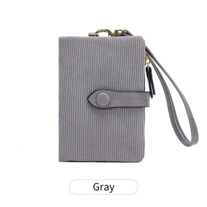 Solid Color Women's Trifold Wallet RFID Shielding Multifunctional Large Capacity Credit Card Bag with ID Window Short Coin Purse