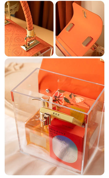 Light Luxury Acrylic Transparent Packaging Box Wedding Party Companion Gift Boxes Happy Candy Handheld Box Jewelry Storage Box