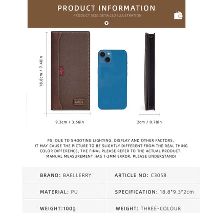 Business RFID Splicing Bifold Clutch Bag New Men's Long Wallet Multi-Function Coin Purse Large Capacity Multi-Slot Card Holder